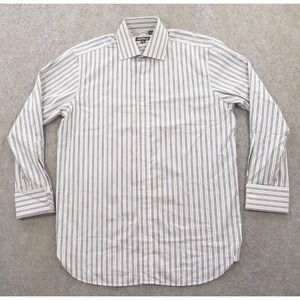 Paul Stuart Shirt Mens 16 34 White Black Button Up Striped French Cuff New